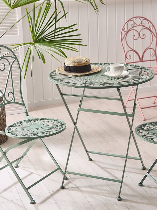 Cafesæt Grøn Jern Moderne Cafesæt Retro Bord Accent til Terrasse og Havestole Altan Italiensk Indretning