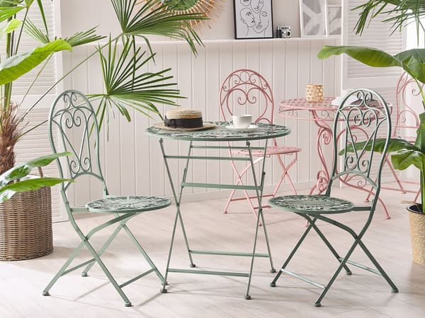 Cafesæt Grøn Jern Moderne Cafesæt Retro Bord Accent til Terrasse og Havestole Altan Italiensk Indretning