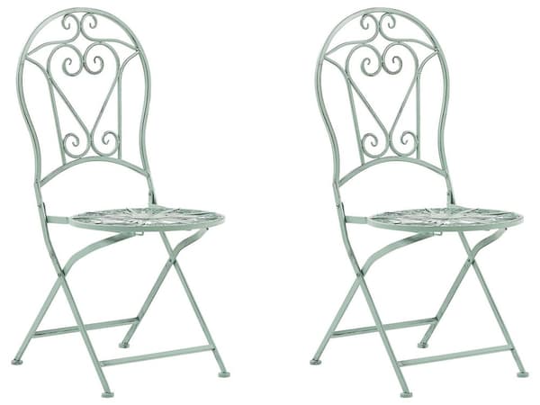 Cafesæt Grøn Jern Moderne Cafesæt Retro Bord Accent til Terrasse og Havestole Altan Italiensk Indretning