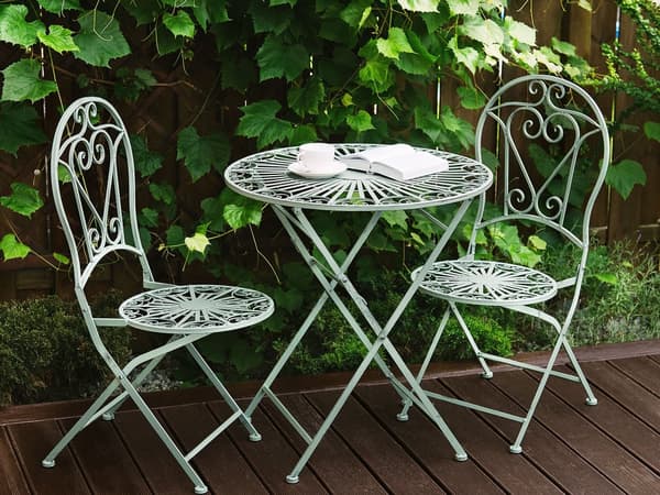 Cafesæt Grøn Jern Moderne Cafesæt Retro Bord Accent til Terrasse og Havestole Altan Italiensk Indretning