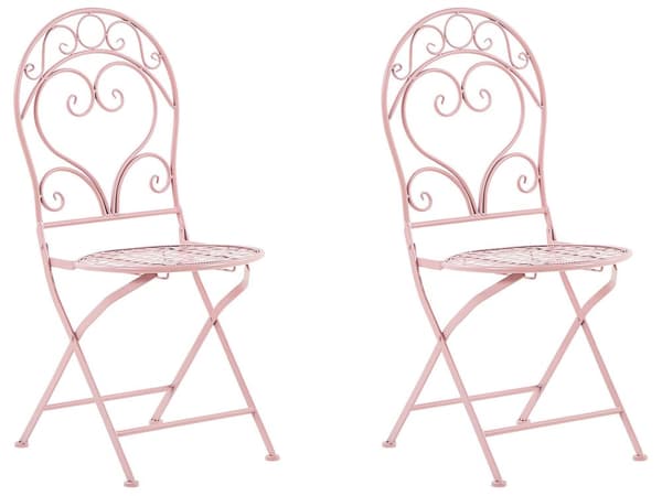 Havestole Lyserød Pulverlakeret Jern 2 stk 94 x 33 cm Moderne Cafesæt Retro Rørflet Bord Accent til Terrasse og Altan Italiensk Indretning