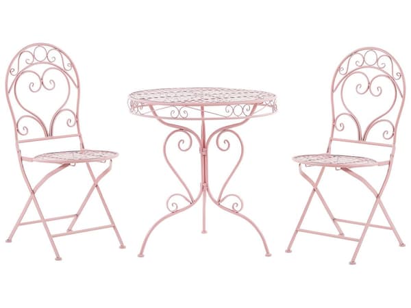 Havestole Lyserød Pulverlakeret Jern 2 stk 94 x 33 cm Moderne Cafesæt Retro Rørflet Bord Accent til Terrasse og Altan Italiensk Indretning