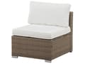 Miniatyrbillede 8 af 11: Udendørs Loungesæt Brun Hvid Imiterede Rattan Puder Modulær Hjørnesofa til 6 Personer Sofabord med Hærdet Glasplade