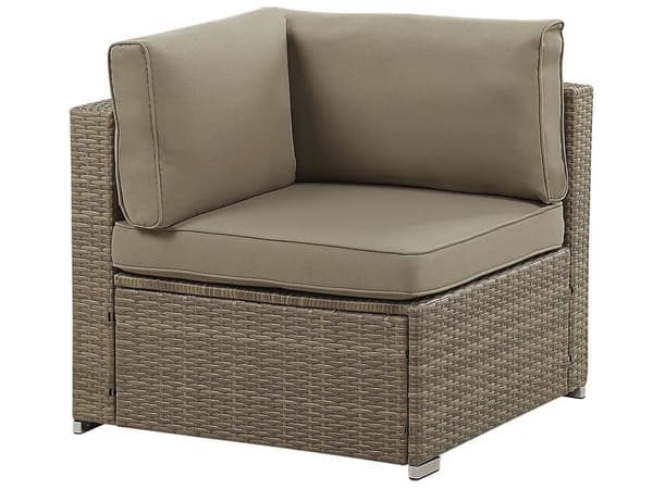 Udendørs Loungesæt Brune Imiterede Rattan Puder Modulær Hjørnesofa til 6 Personer Sofabord med Hærdet Glasplade