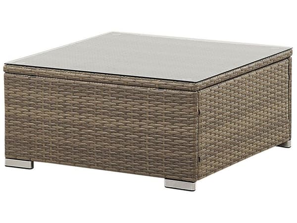 Udendørs Loungesæt Brune Imiterede Rattan Puder Modulær Hjørnesofa til 6 Personer Sofabord med Hærdet Glasplade