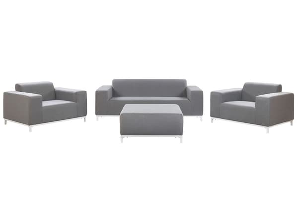 Loungesæt Grå Polyester 5 Personers Moderne Sofasæt Udendørs Nonwood Vedligeholdelsesfri Havemøbler Quickdry Skum Vandtætte Hynder til Have