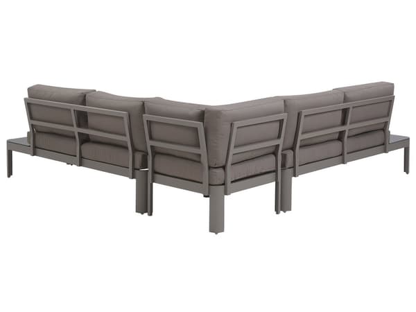 Loungesæt Grå Aluminium 5 Personers Loungesofa Udendørs med Indbygget Sidebord Fodskammel Ottoman til Terrasse Altan Have Indretning