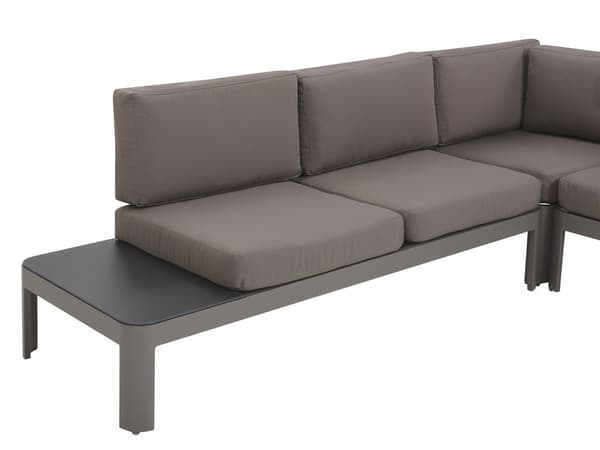 Loungesæt Grå Aluminium 5 Personers Loungesofa Udendørs med Indbygget Sidebord Fodskammel Ottoman til Terrasse Altan Have Indretning