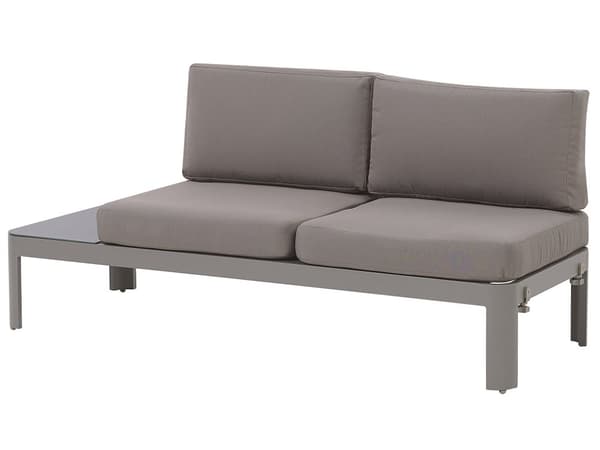 Loungesæt Grå Aluminium 5 Personers Loungesofa Udendørs med Indbygget Sidebord Fodskammel Ottoman til Terrasse Altan Have Indretning
