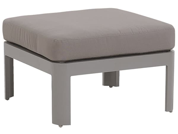 Loungesæt Grå Aluminium 5 Personers Loungesofa Udendørs med Indbygget Sidebord Fodskammel Ottoman til Terrasse Altan Have Indretning