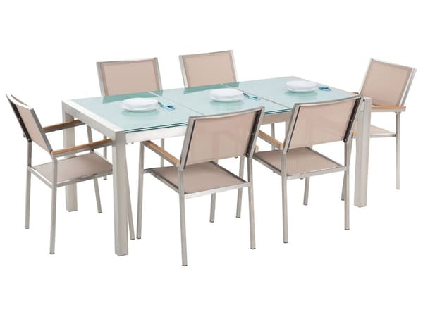 Have Spisebordssæt Sort med Krakeleret Effekt Glas