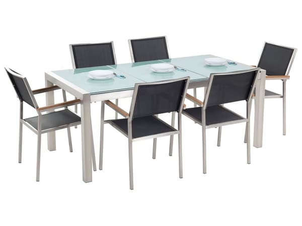 Have Spisebordssæt Sort med Krakeleret Effekt Glas