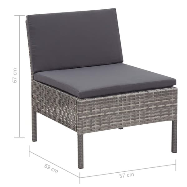 vidaXL haveloungesæt 3 dele med hynder polyrattan grå