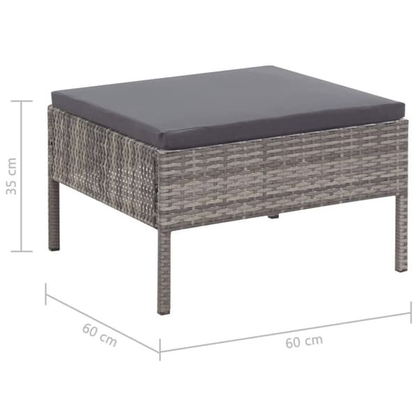 vidaXL haveloungesæt 3 dele med hynder polyrattan grå