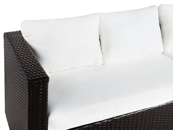 8 personer Udendørs Havesofasæt Brun Samtale m/ Beige Hynder Hjørnesofa Lænestol Sofabord