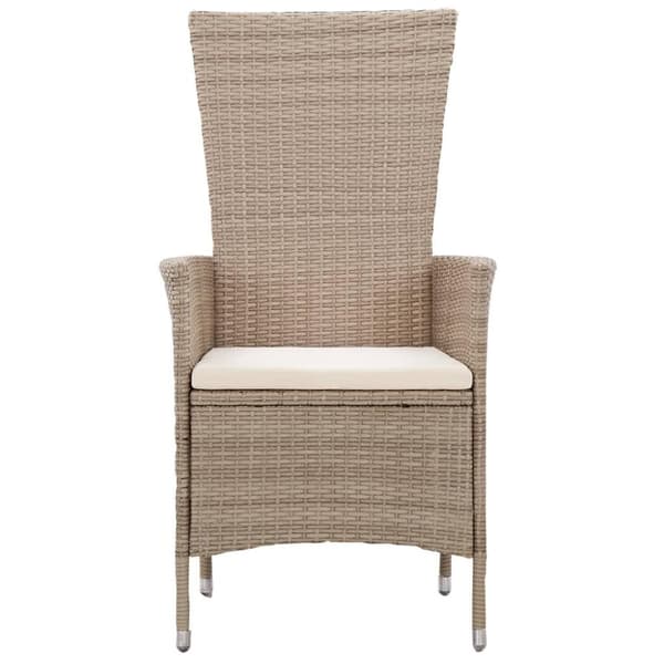 vidaXL udendørs spisebordssæt 9 dele med hynder polyrattan beige