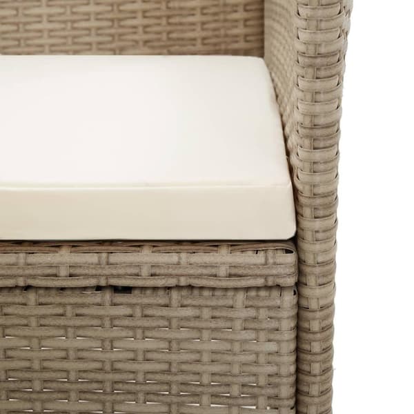 vidaXL udendørs spisebordssæt 9 dele med hynder polyrattan beige