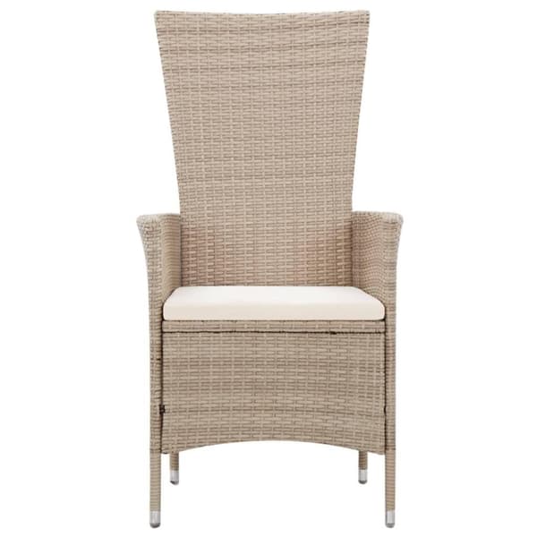 vidaXL udendørs spisebordssæt 7 dele med hynder polyrattan beige