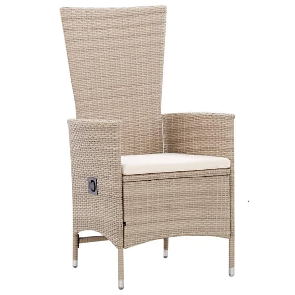 vidaXL udendørs spisebordssæt 7 dele med hynder polyrattan beige