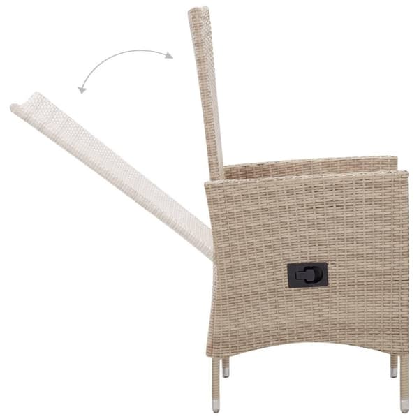 vidaXL udendørs spisebordssæt 7 dele med hynder polyrattan beige