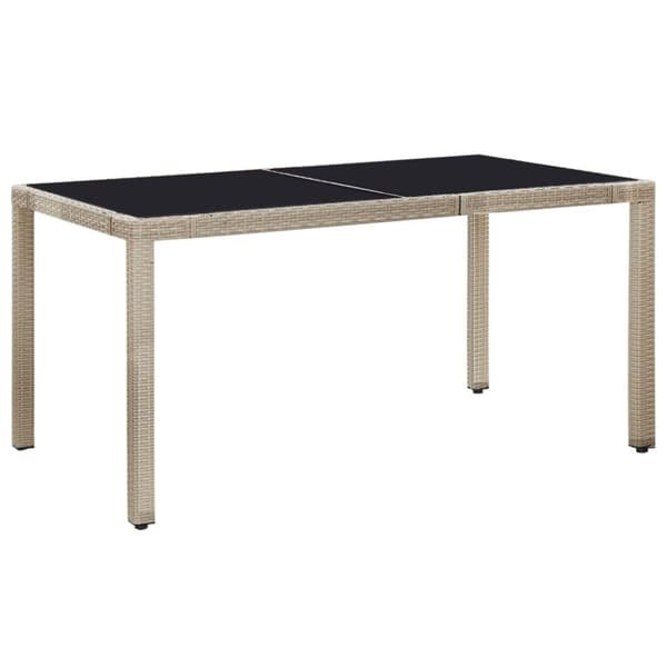 vidaXL udendørs spisebordssæt 7 dele med hynder polyrattan beige