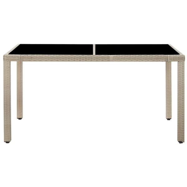 vidaXL udendørs spisebordssæt 7 dele med hynder polyrattan beige