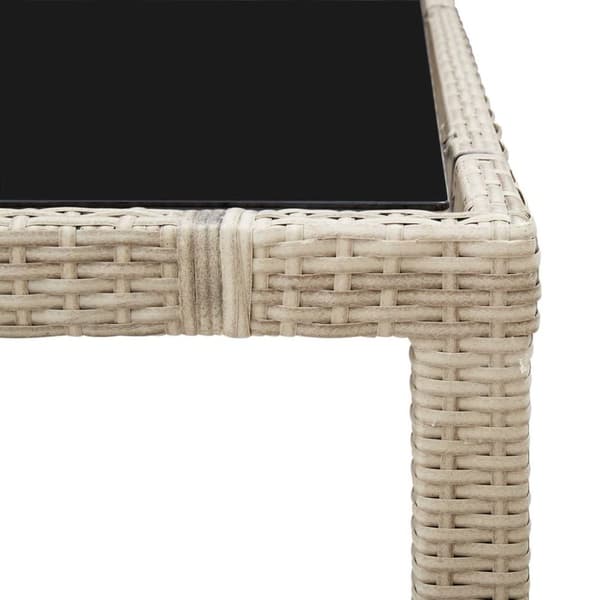 vidaXL udendørs spisebordssæt 7 dele med hynder polyrattan beige