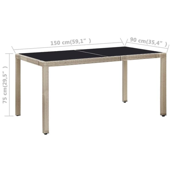 vidaXL udendørs spisebordssæt 7 dele med hynder polyrattan beige