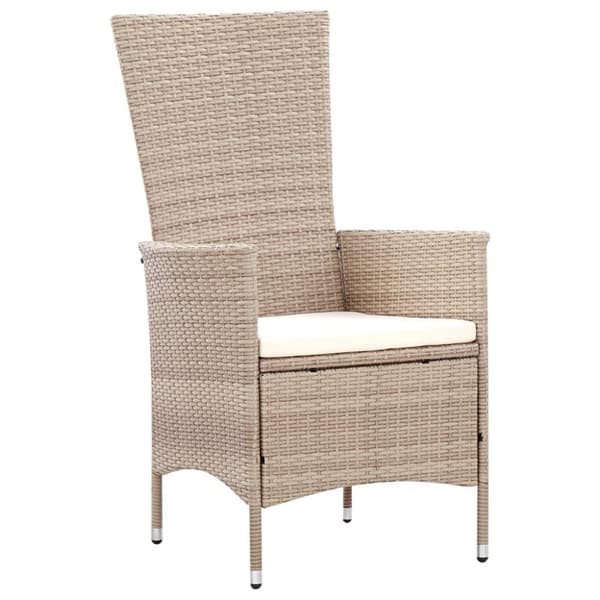 vidaXL udendørs spisebordssæt 7 dele med hynder polyrattan beige
