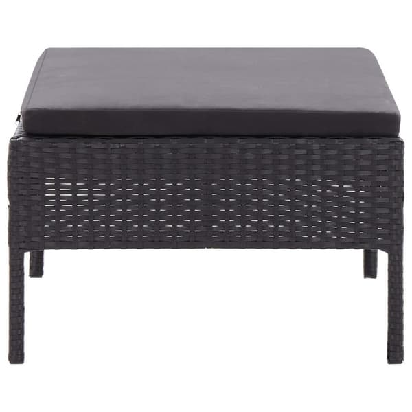 vidaXL haveloungesæt 3 dele med hynder polyrattan sort