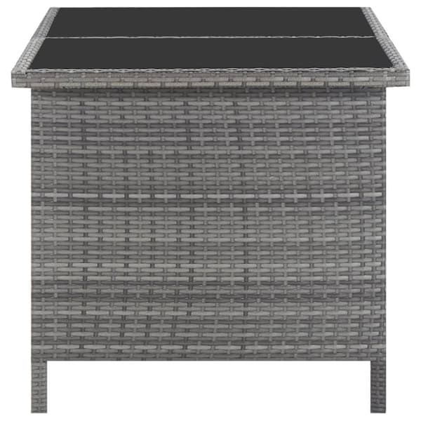 vidaXL udendørs spisebordssæt 5 dele med hynder polyrattan grå