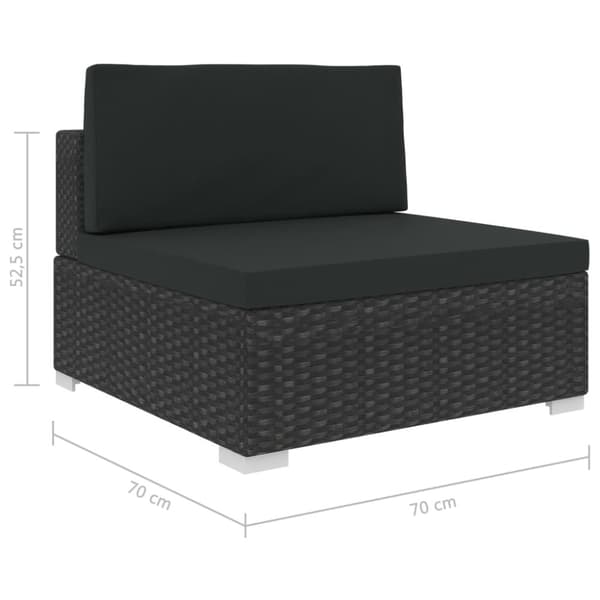 vidaXL Loungegrupp för trädgården m. dynor 12 delar konstrotting svart