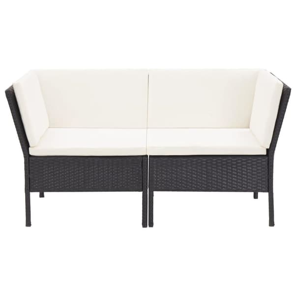 vidaXL haveloungesæt 6 dele med hynder polyrattan sort