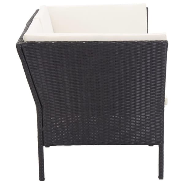 vidaXL haveloungesæt 6 dele med hynder polyrattan sort