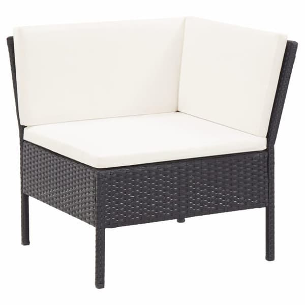 vidaXL haveloungesæt 6 dele med hynder polyrattan sort
