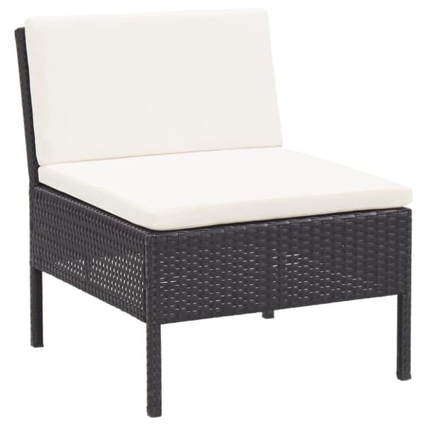 vidaXL haveloungesæt 6 dele med hynder polyrattan sort