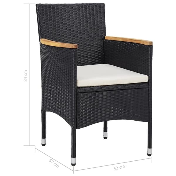 vidaXL udendørs spisebordssæt i 5 dele polyrattan og akacietræ sort