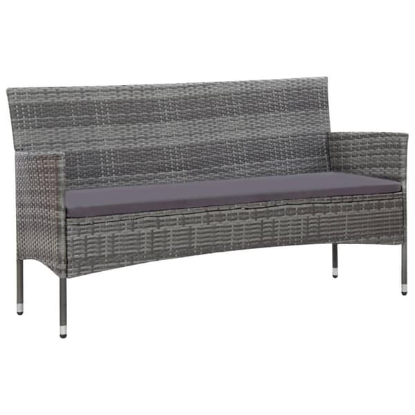 vidaXL haveloungesæt 4 dele med hynder polyrattan grå