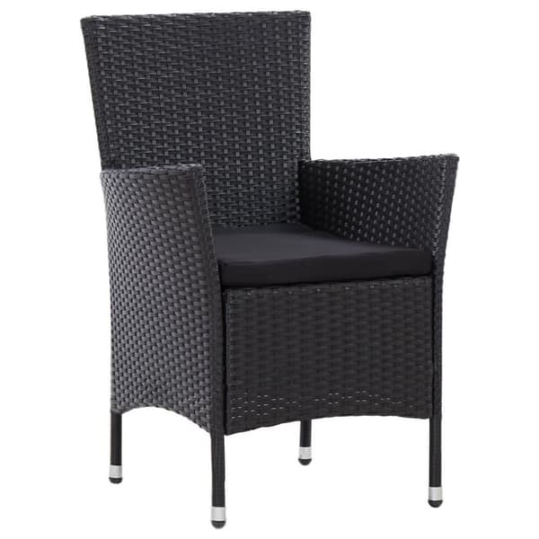 vidaXL udendørs spisebordssæt 5 dele med hynder polyrattan sort