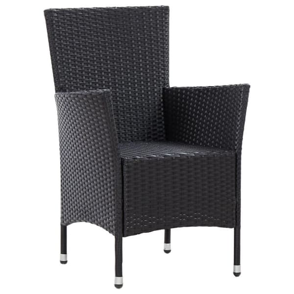 vidaXL udendørs spisebordssæt 5 dele med hynder polyrattan sort