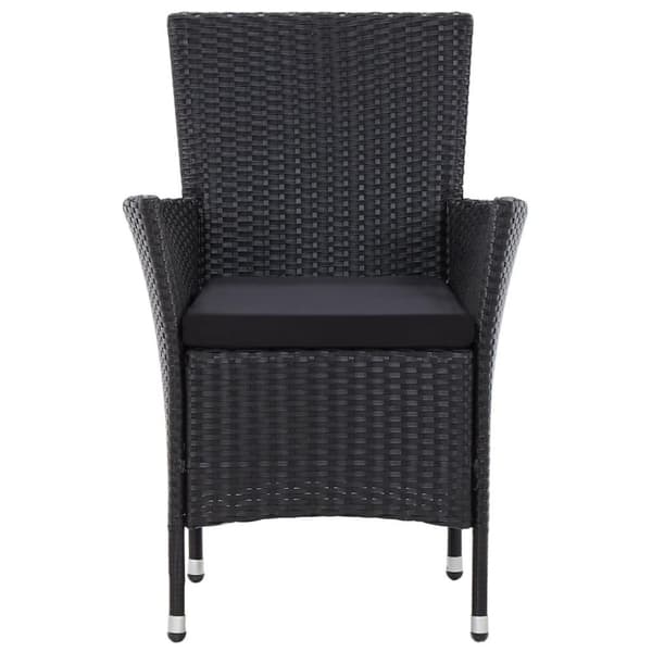 vidaXL udendørs spisebordssæt 5 dele med hynder polyrattan sort