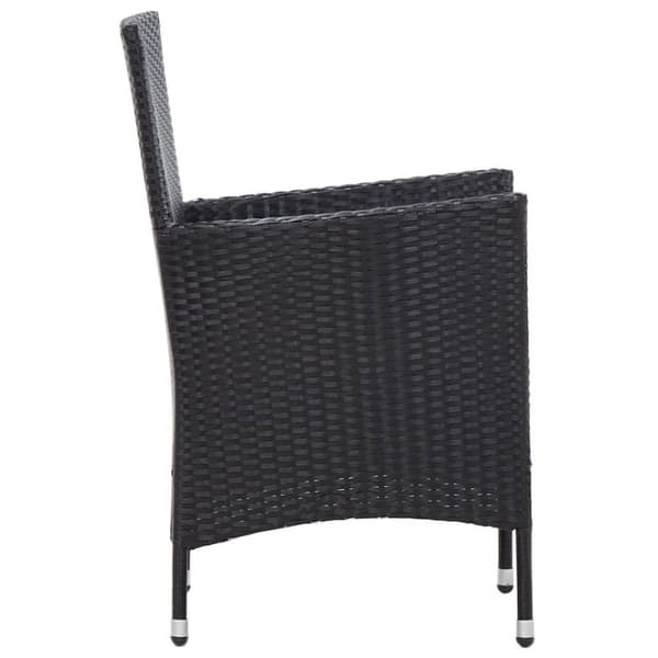 vidaXL udendørs spisebordssæt 5 dele med hynder polyrattan sort