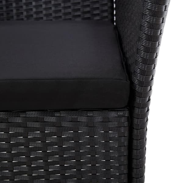 vidaXL udendørs spisebordssæt 5 dele med hynder polyrattan sort