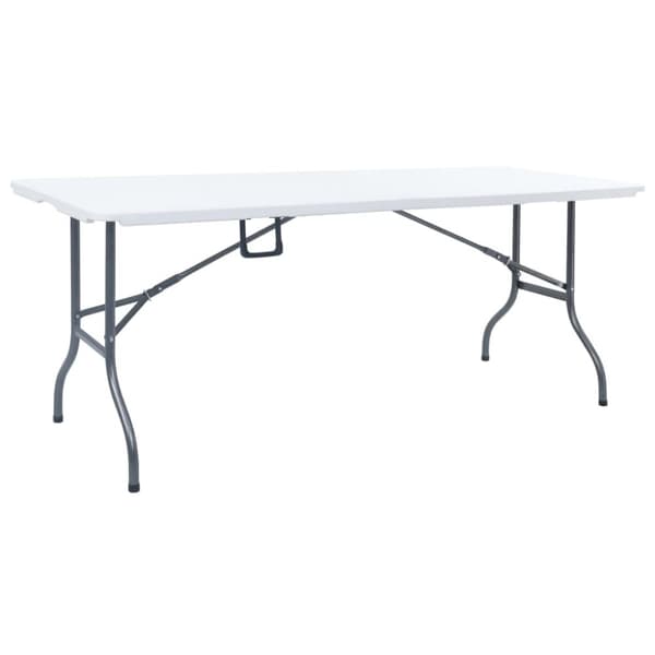 vidaXL foldbart havebord med 2 bænke 180 cm stål og HDPE hvid