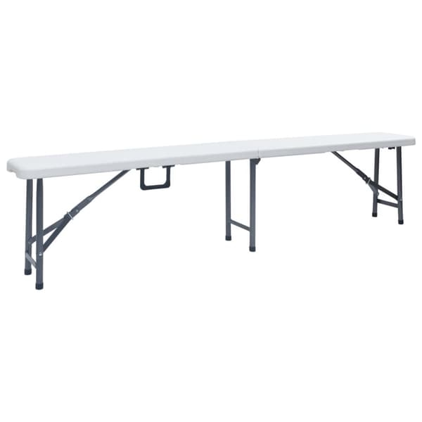 vidaXL foldbart havebord med 2 bænke 180 cm stål og HDPE hvid