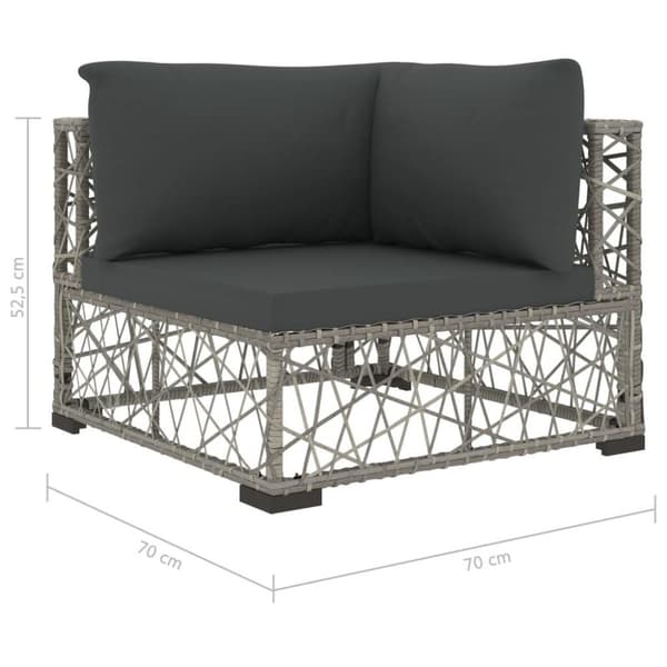 vidaXL loungesæt til haven 6 dele med hynder polyrattan grå