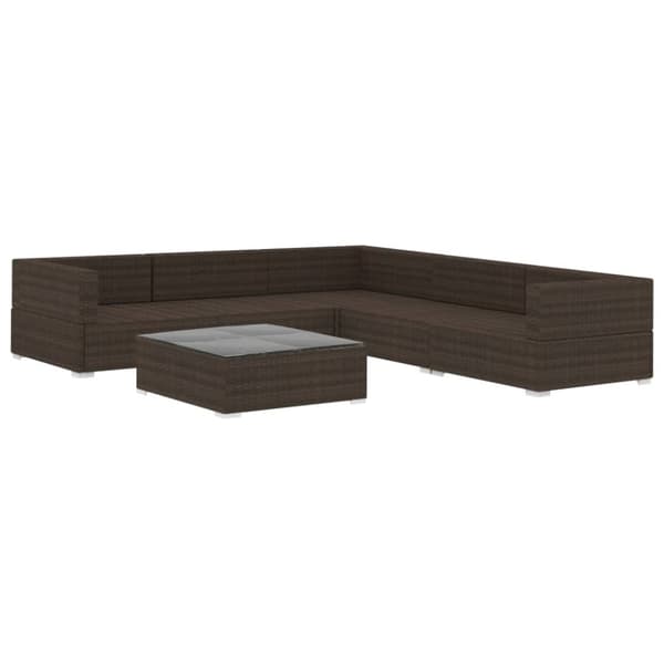 vidaXL haveloungesæt 6 dele med hynder polyrattan brun