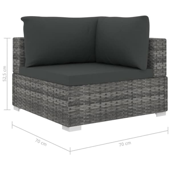 vidaXL haveloungesæt 10 dele med hynder polyrattan grå