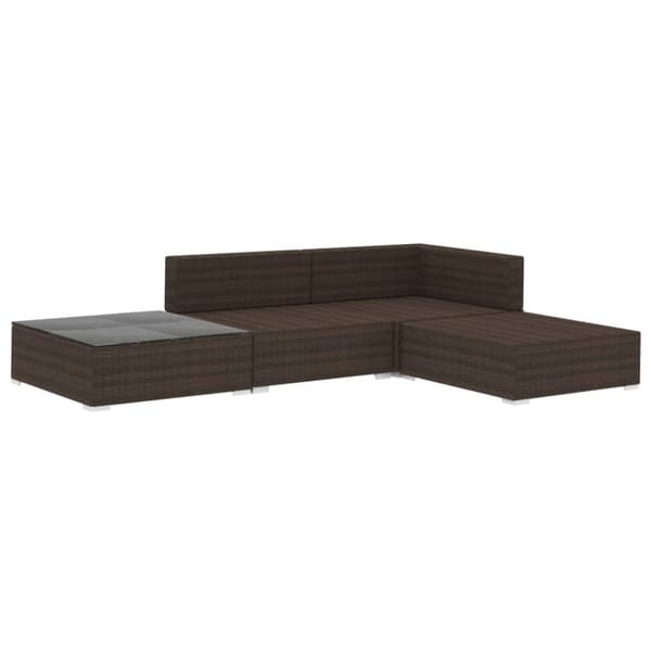 vidaXL haveloungesæt 4 dele med hynder polyrattan brun
