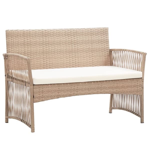vidaXL Loungegrupp för trädgården med dynor 4 delar konstrotting beige
